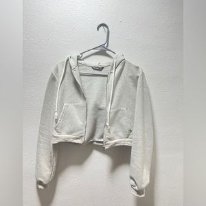Grey cropped hoodie zip up